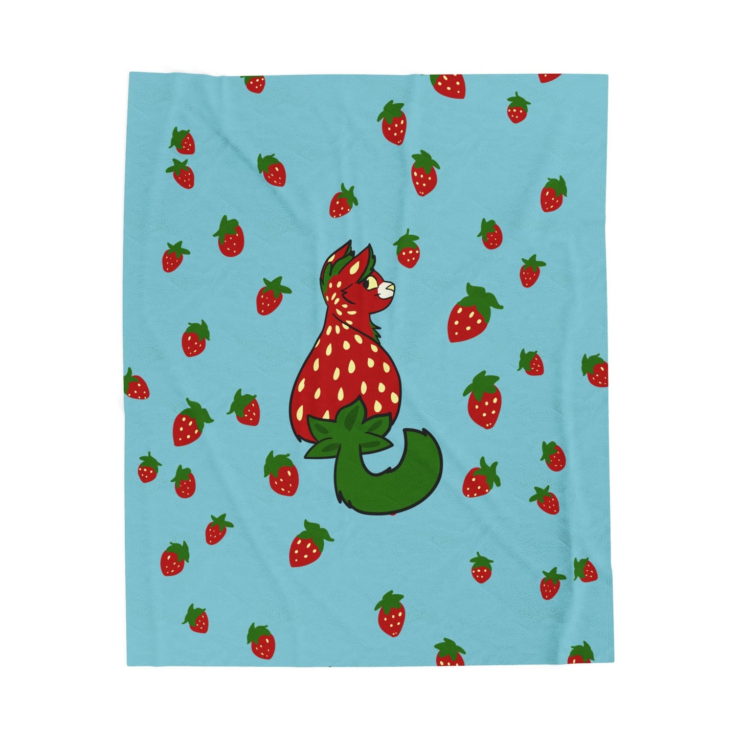 Strawberry blanket with Feline Design