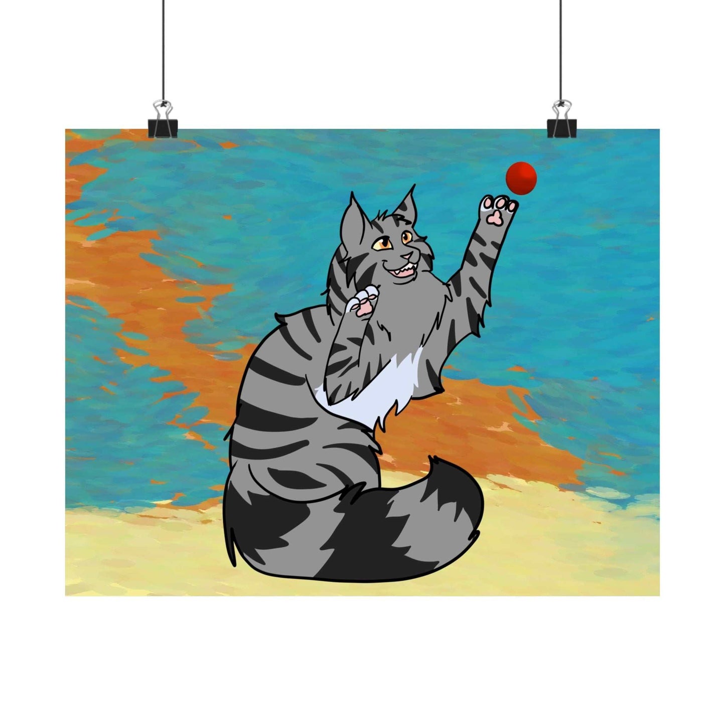 Pouncing Cat Poster