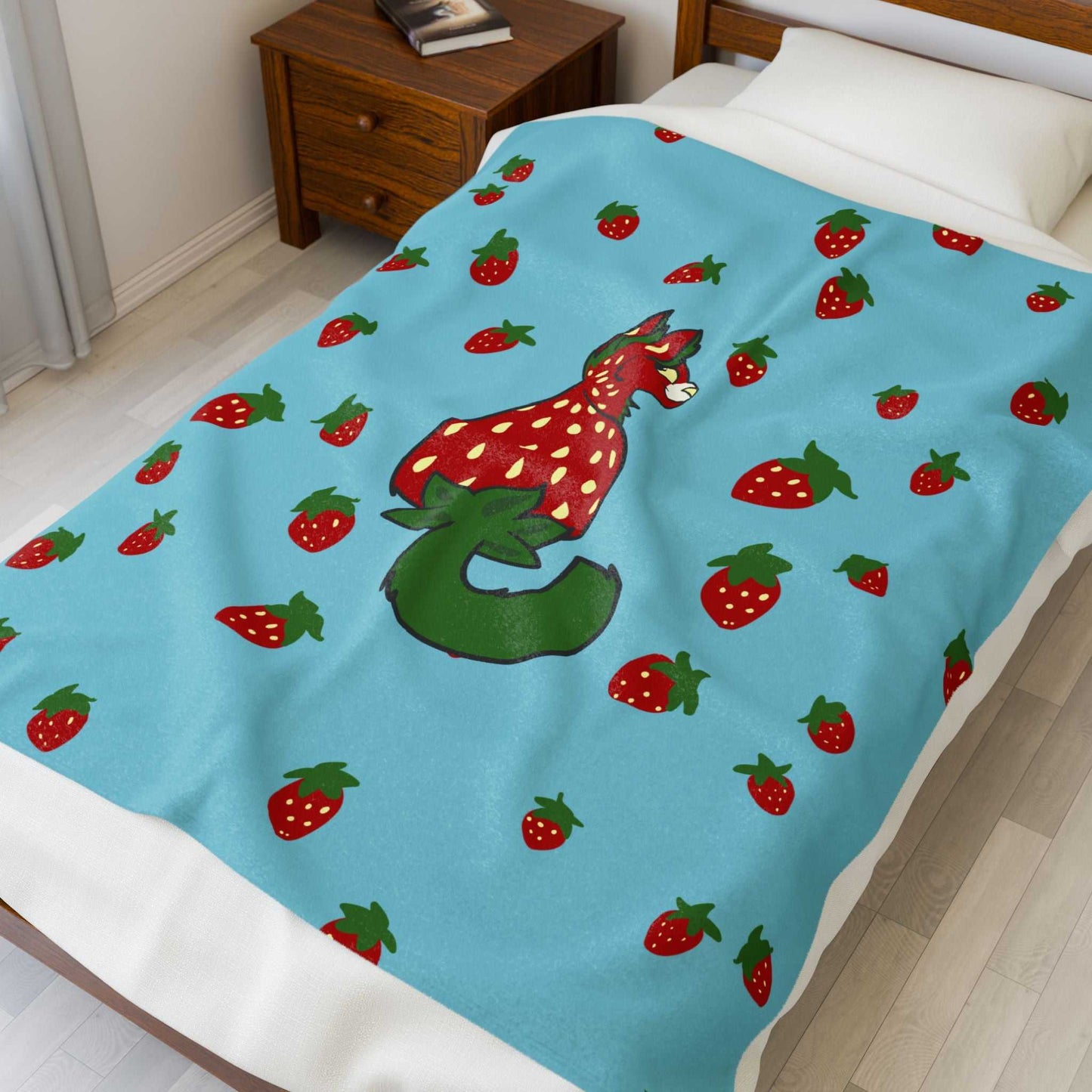 Strawberry blanket with Feline Design