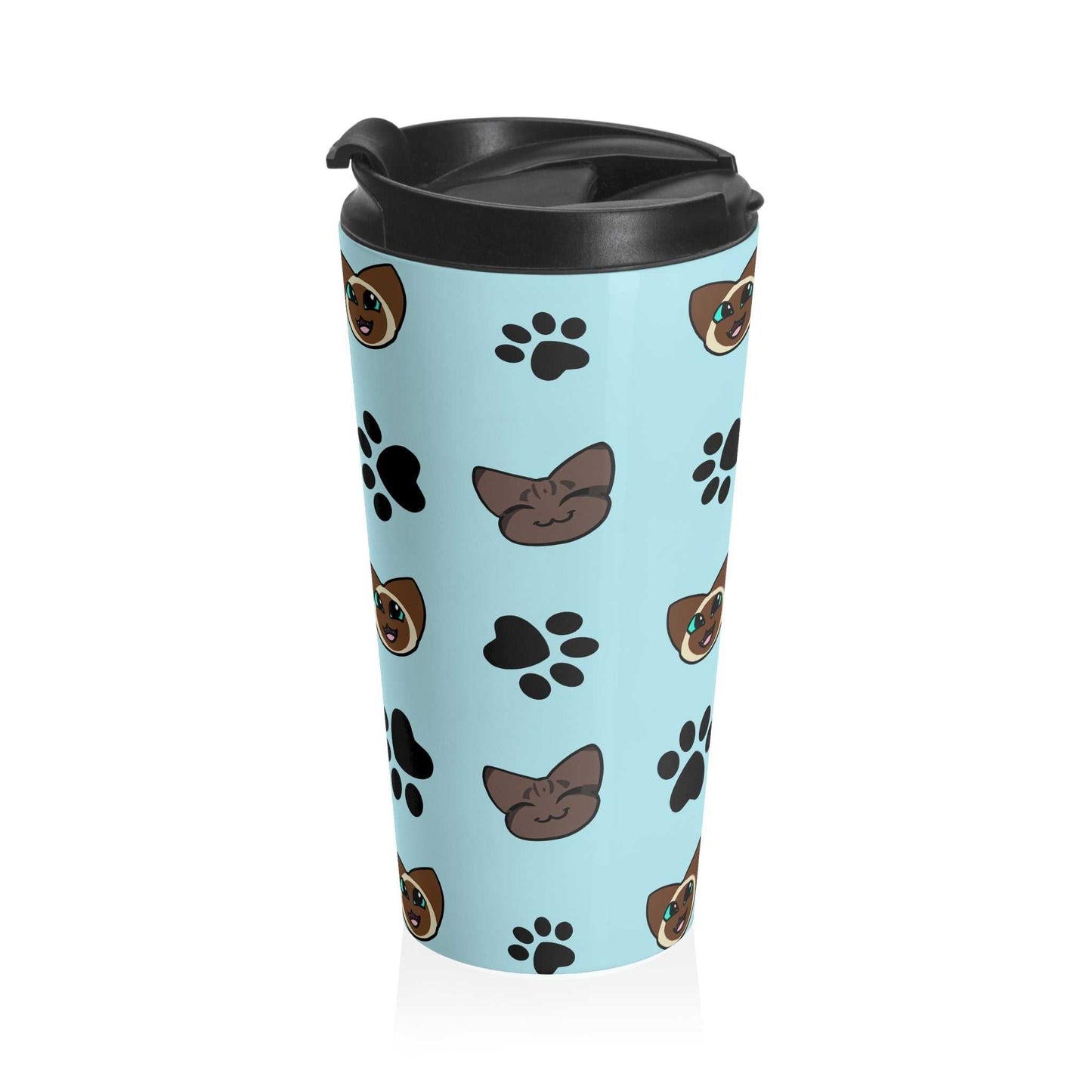Cat Tumbler - Blue Steel Mug 15oz for Coffee Lovers