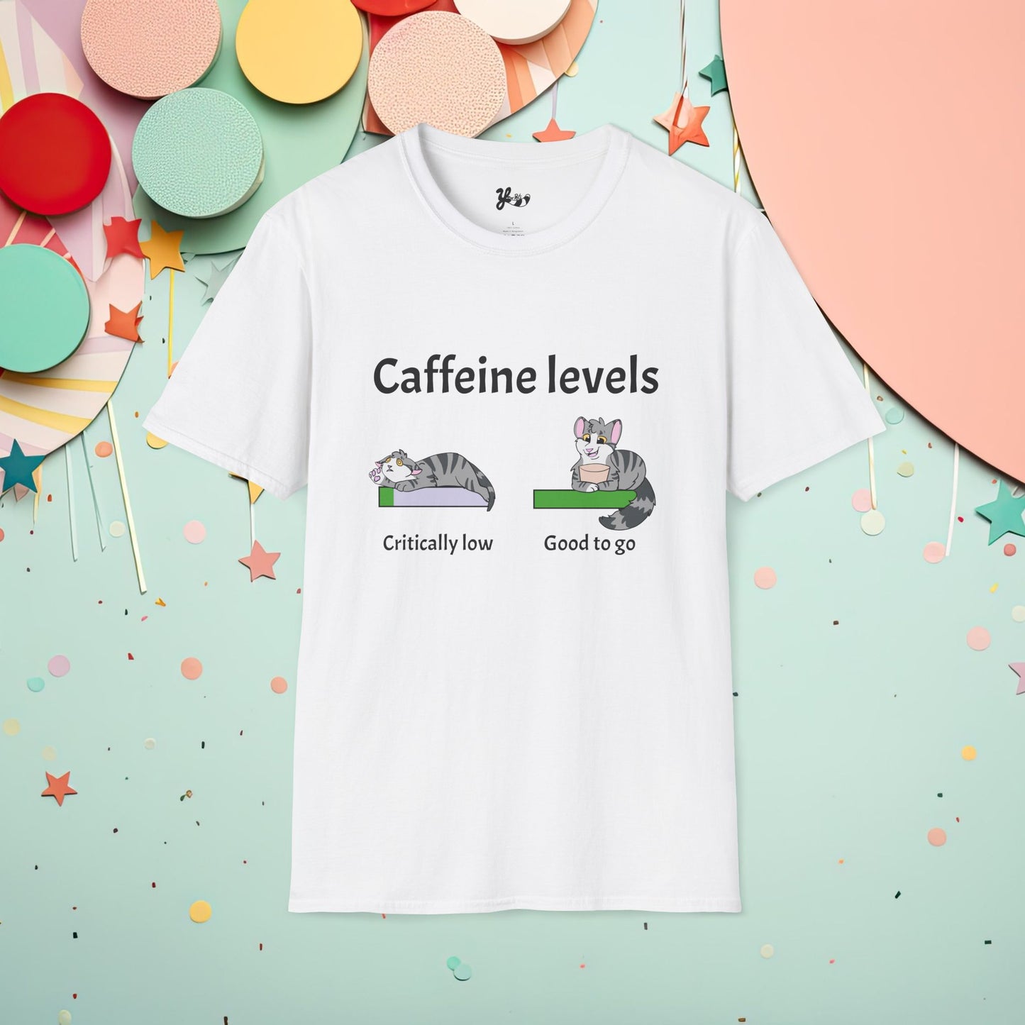 Caffeine Levels- Funny cat t-shirt