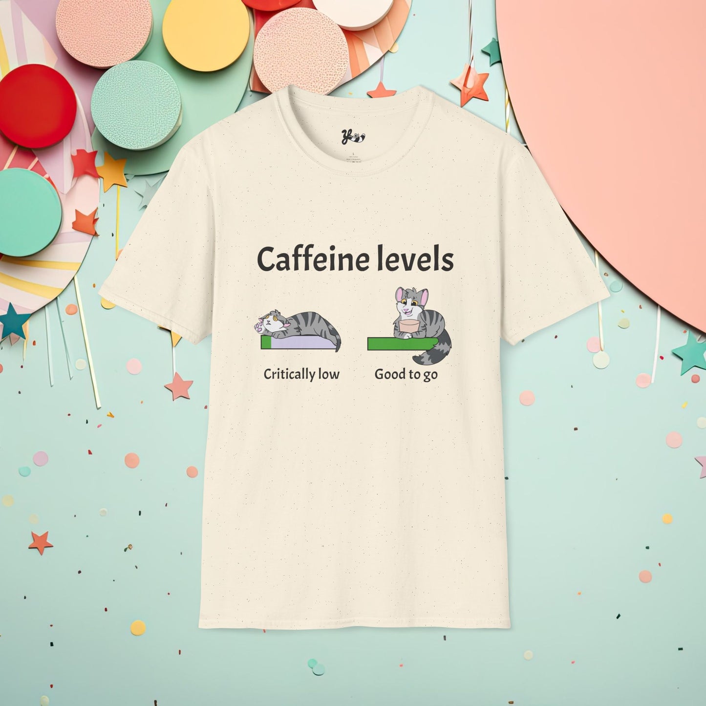 Caffeine Levels- Funny cat t-shirt