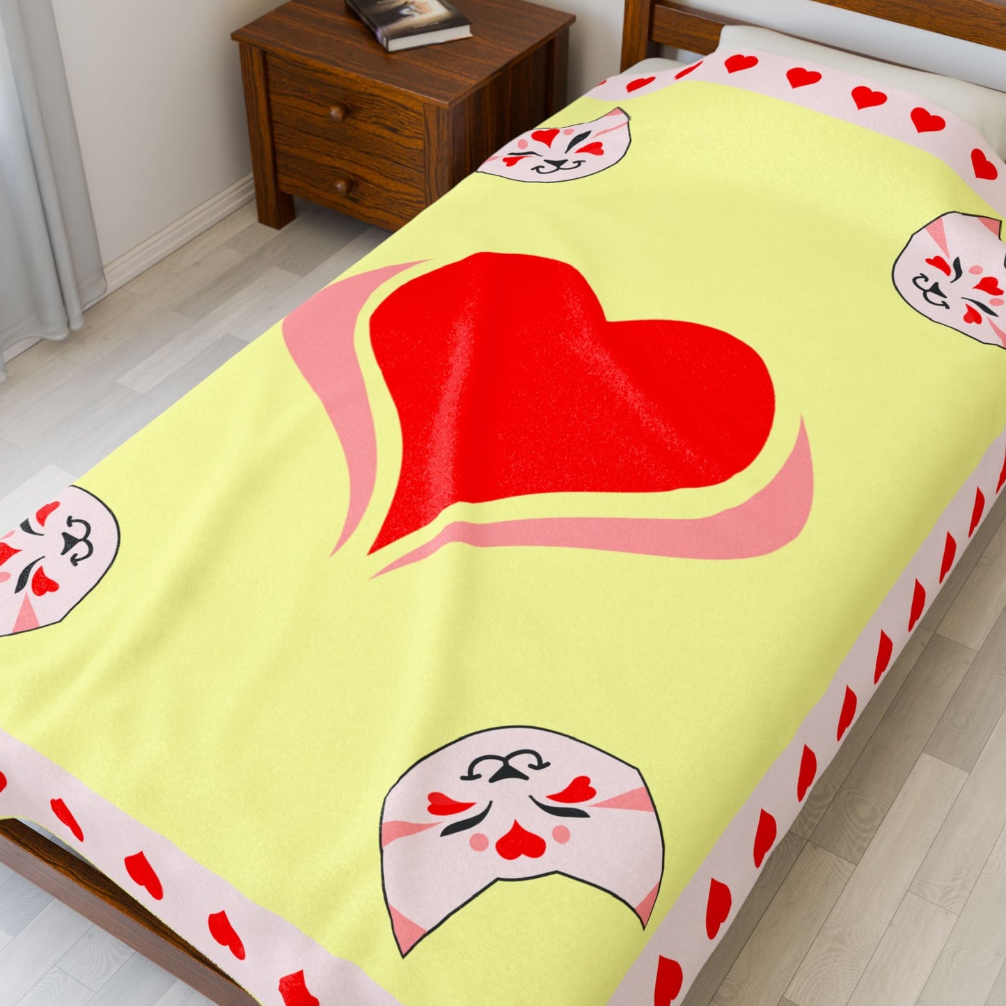 Cat Plush Blanket - Valentine Design
