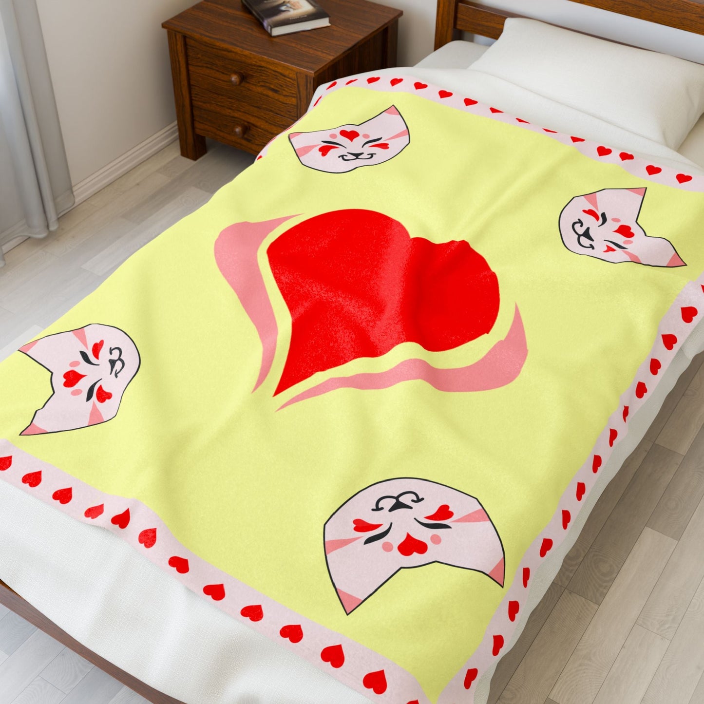 Cat Plush Blanket - Valentine Design
