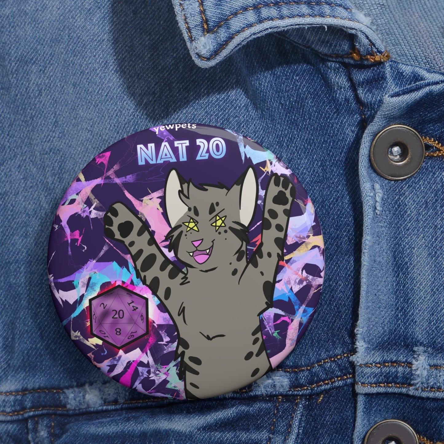 Nat 20 Dnd button- cat
