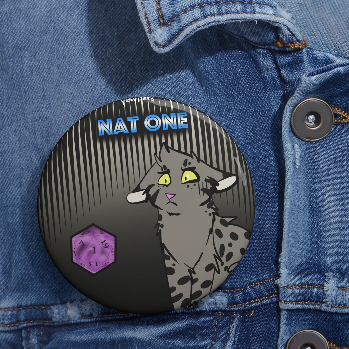 Nat 1 Dnd Button- cat design