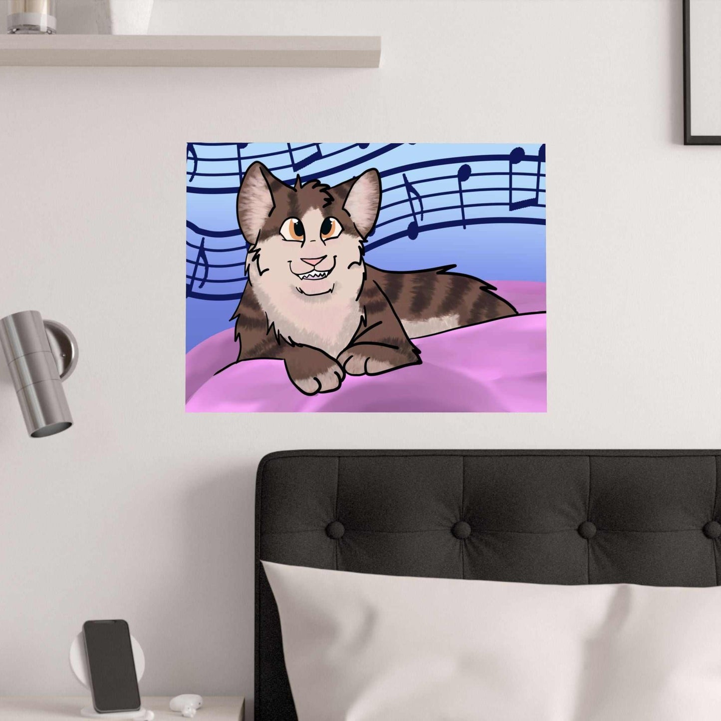 Music Cat Satin Poster