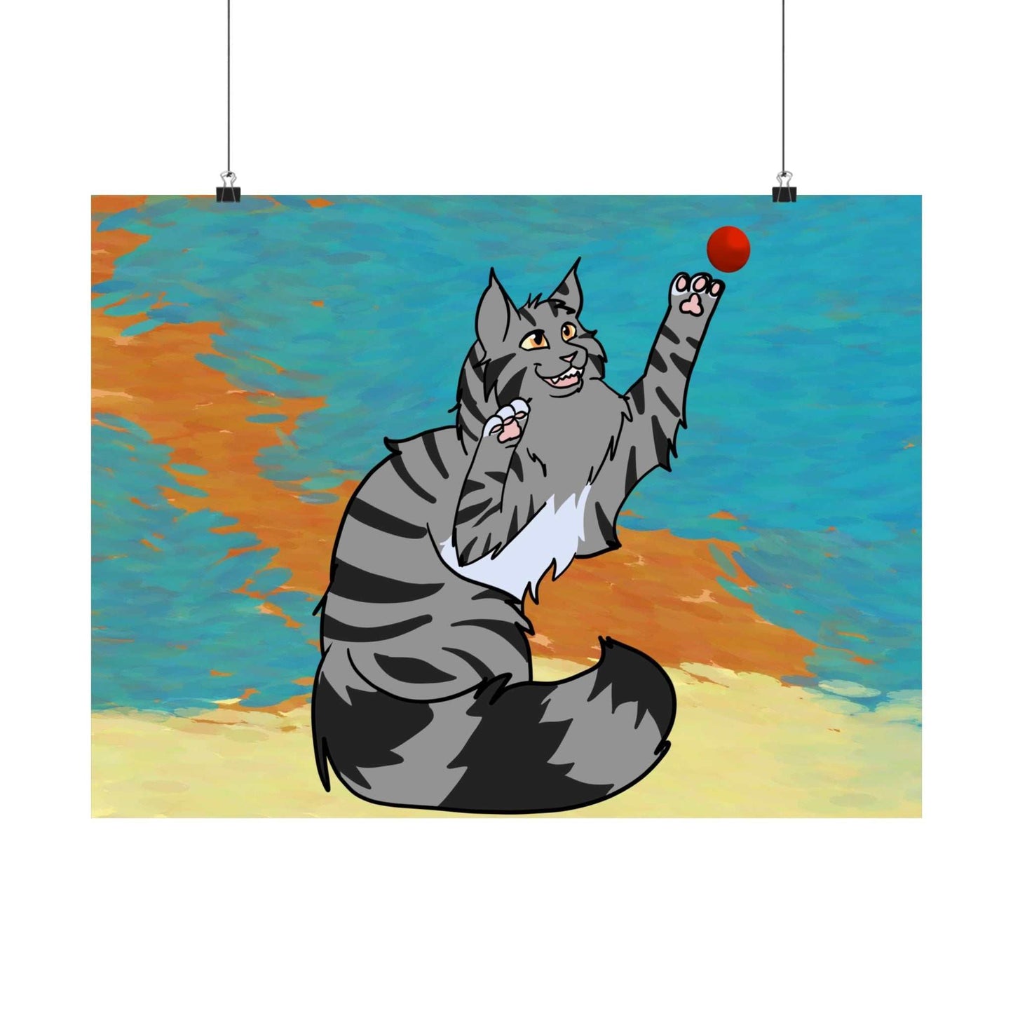 Pouncing Cat Poster