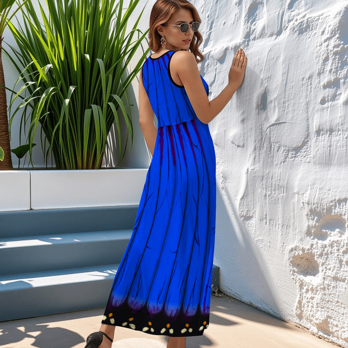 Blue Morpho butterfly Dress - Sleeveless Maxi