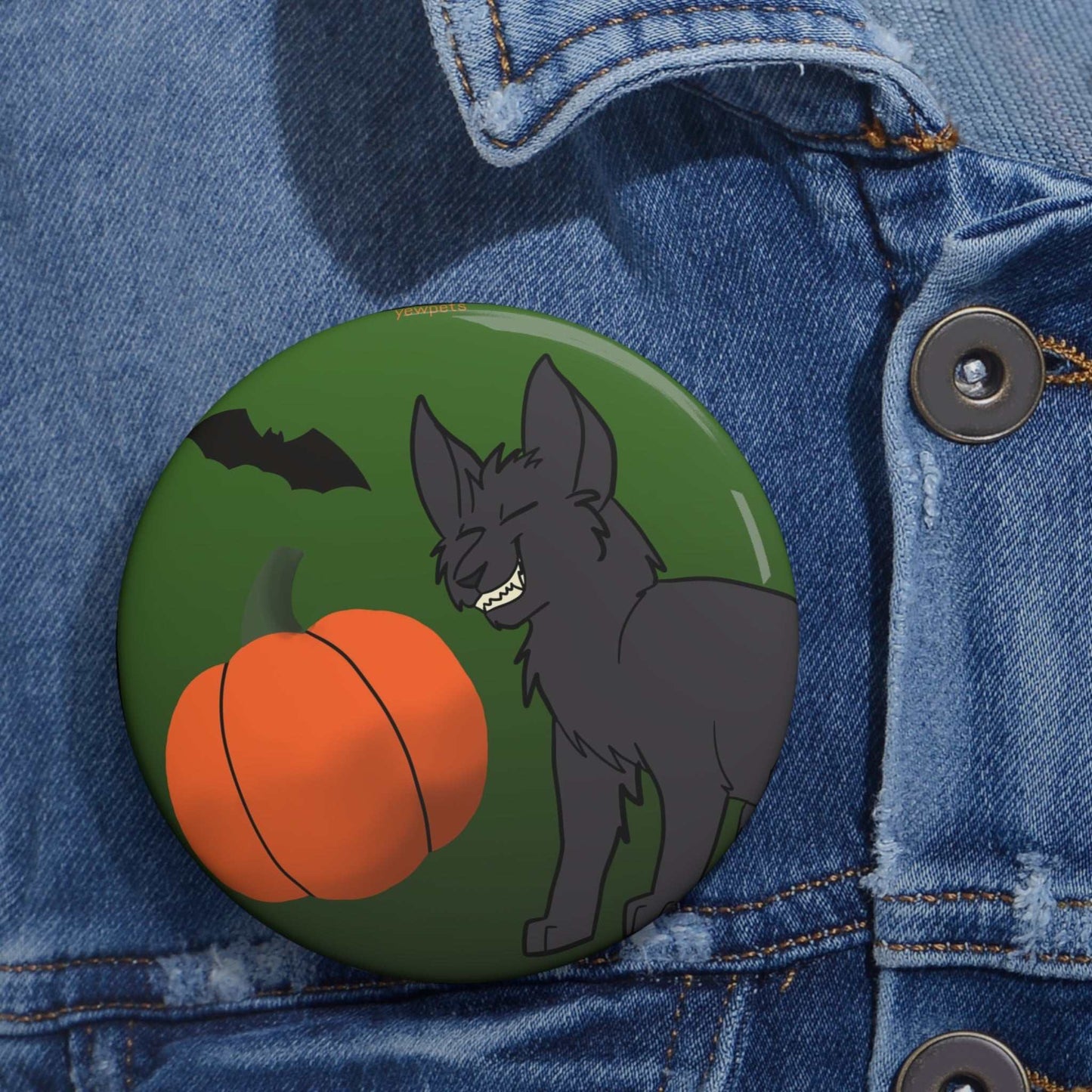 Black Cat Halloween Button