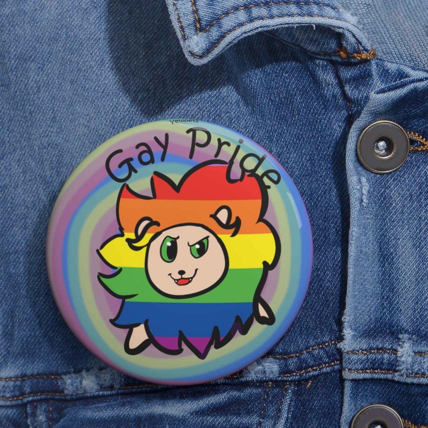 Gay pride pinback button