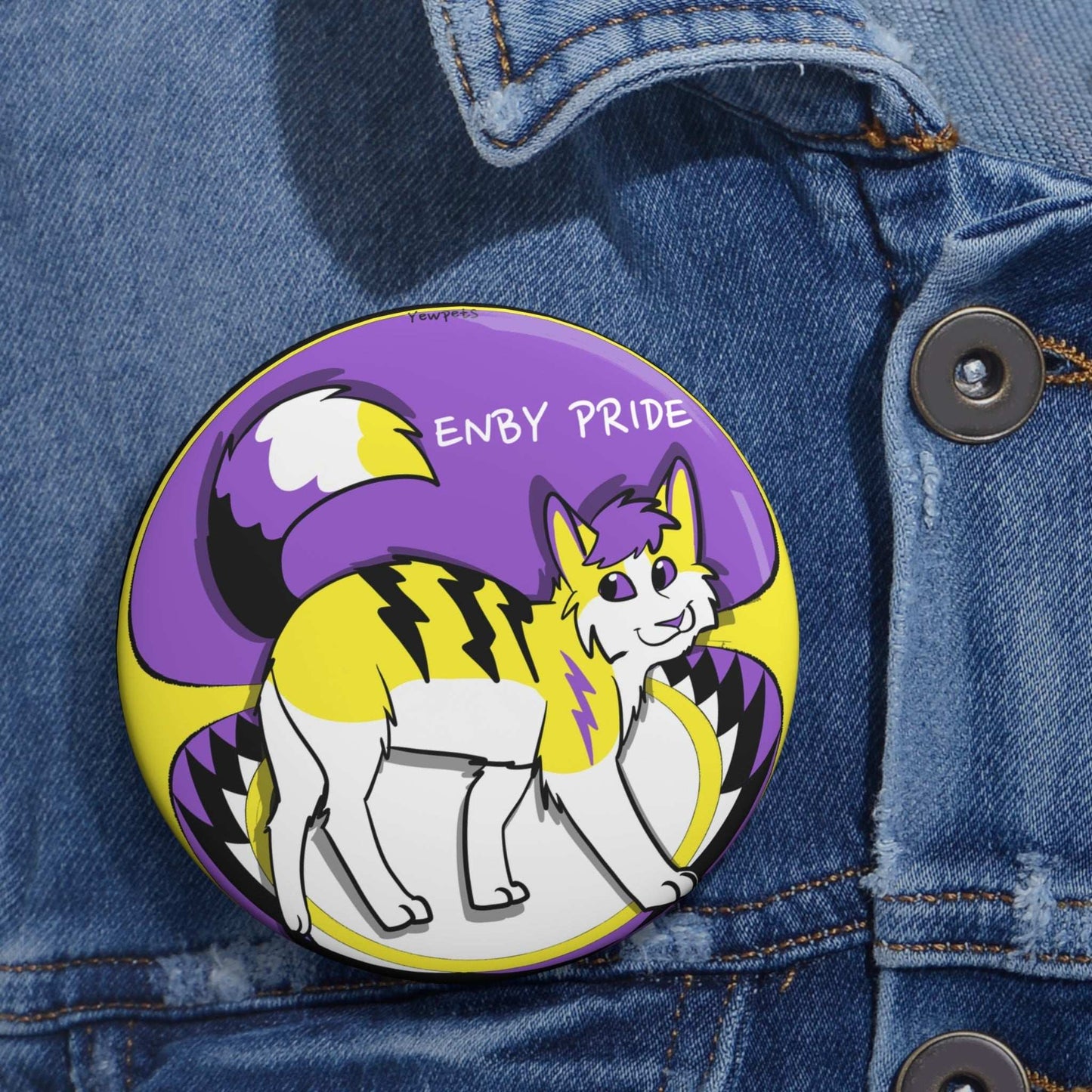 Non-Binary Pride Cat Button