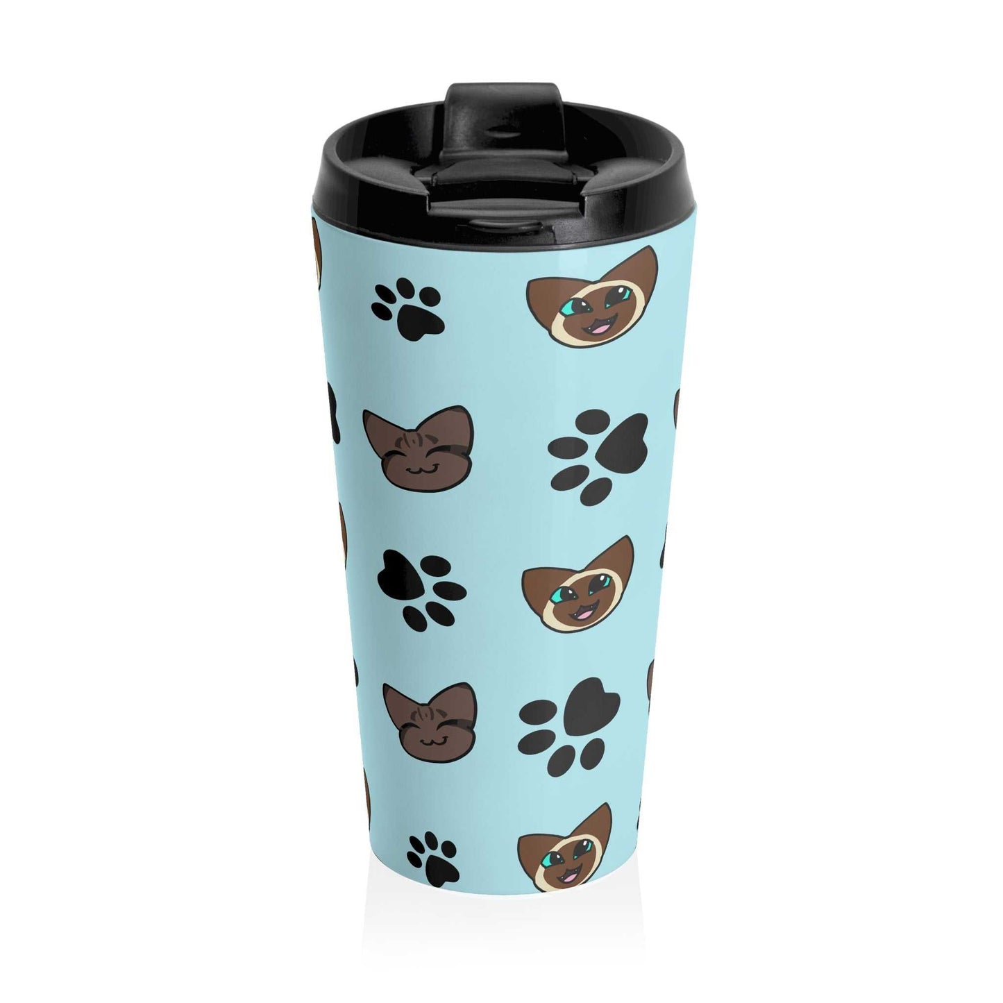 Cat Tumbler - Blue Steel Mug 15oz for Coffee Lovers