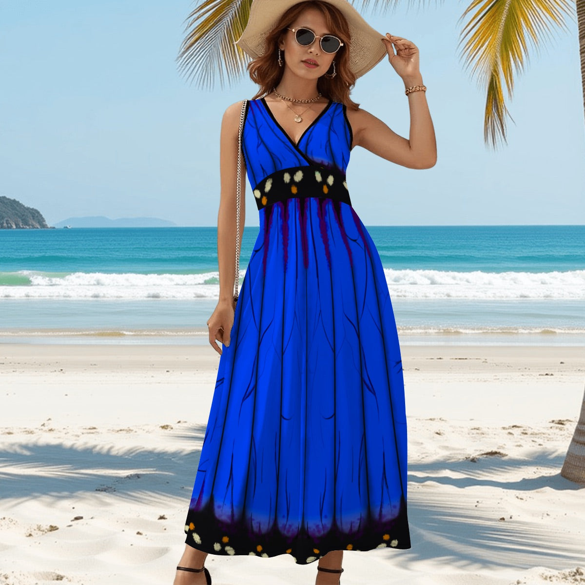 Blue Morpho butterfly Dress - Sleeveless Maxi