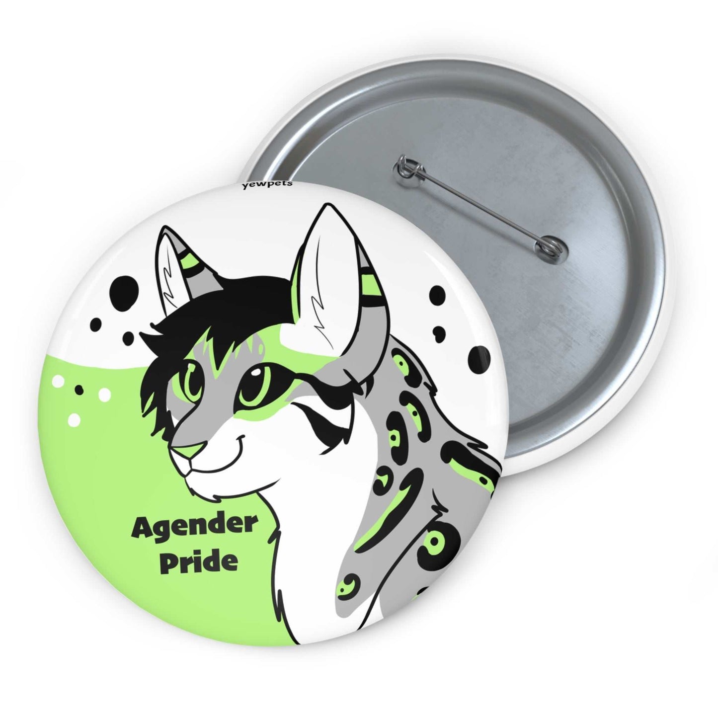 Agender Pride Cat button