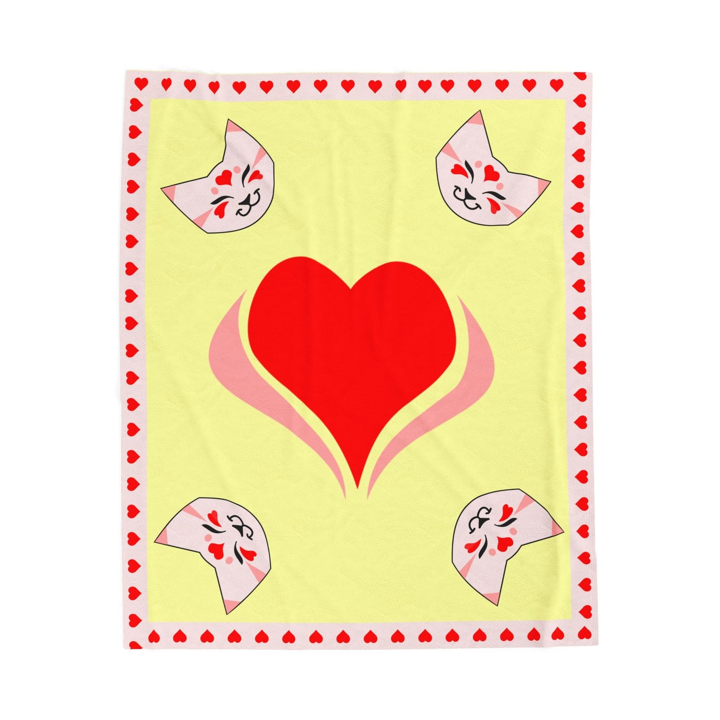 Cat Plush Blanket - Valentine Design