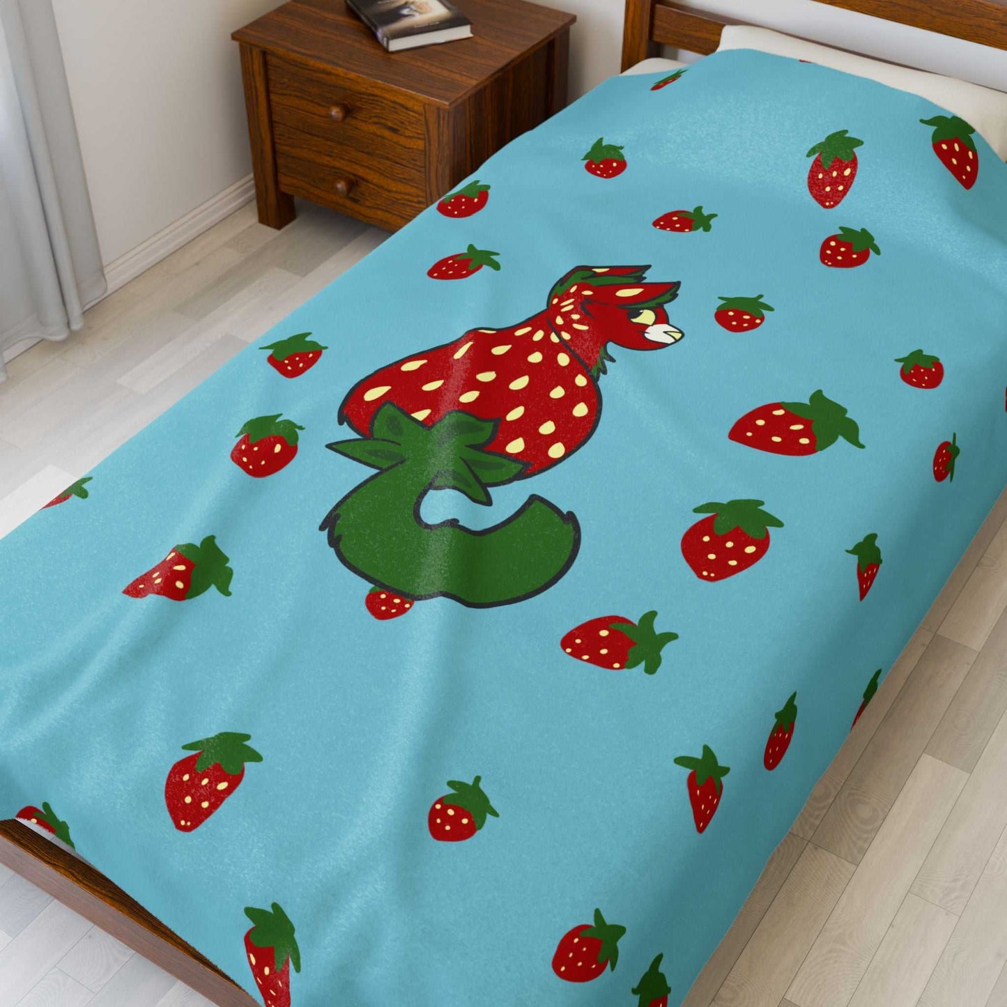 Strawberry blanket with Feline Design