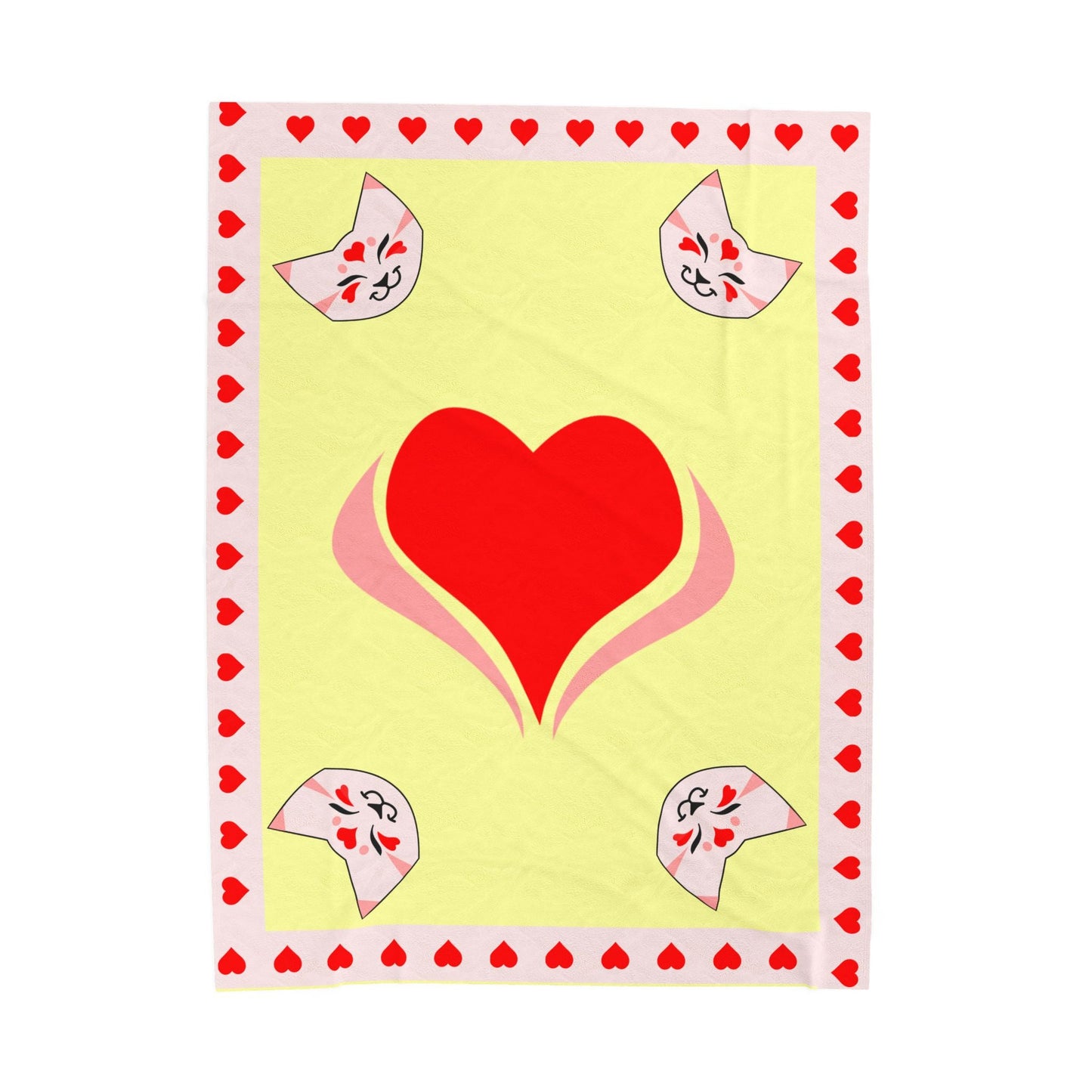 Cat Plush Blanket - Valentine Design