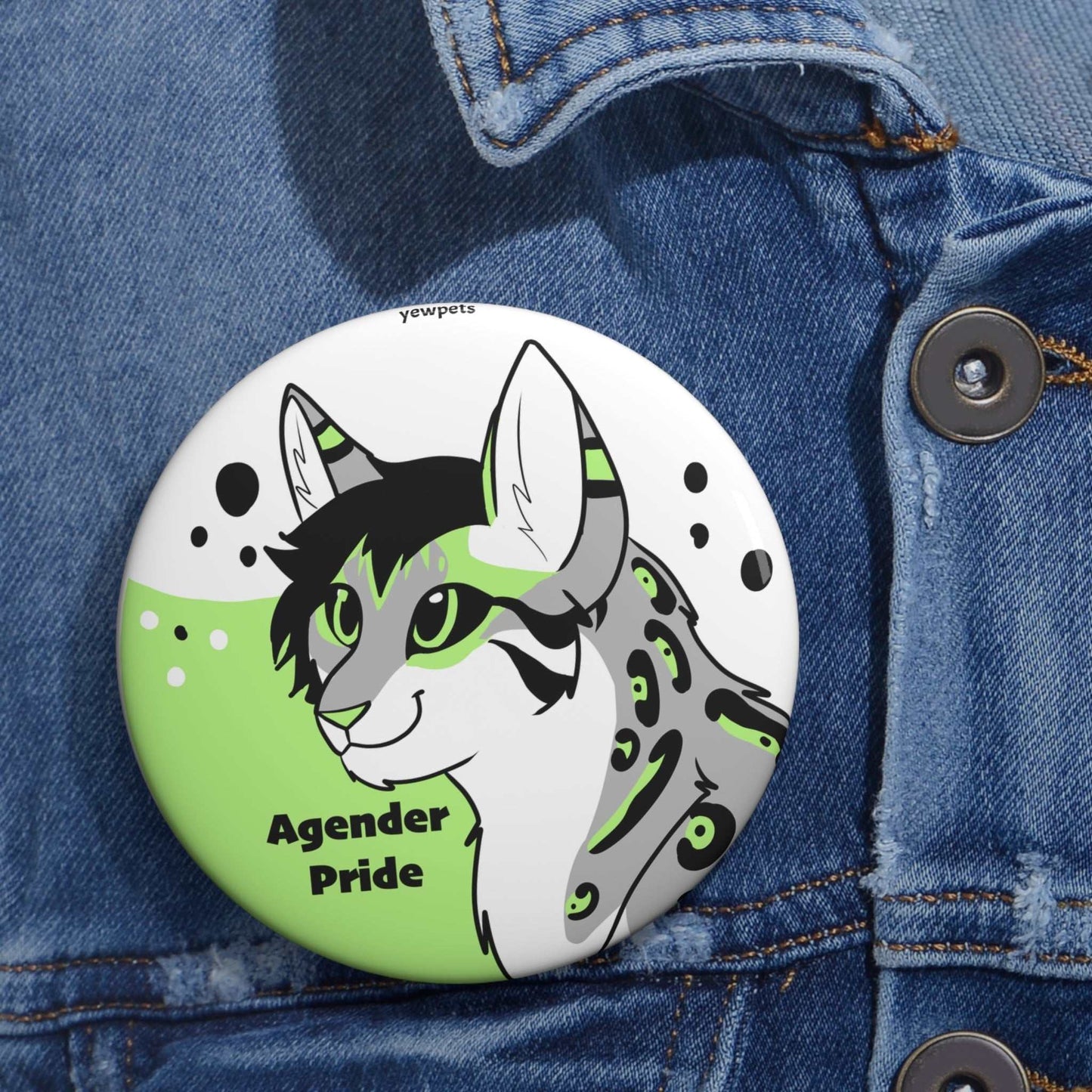 Agender Pride Cat button