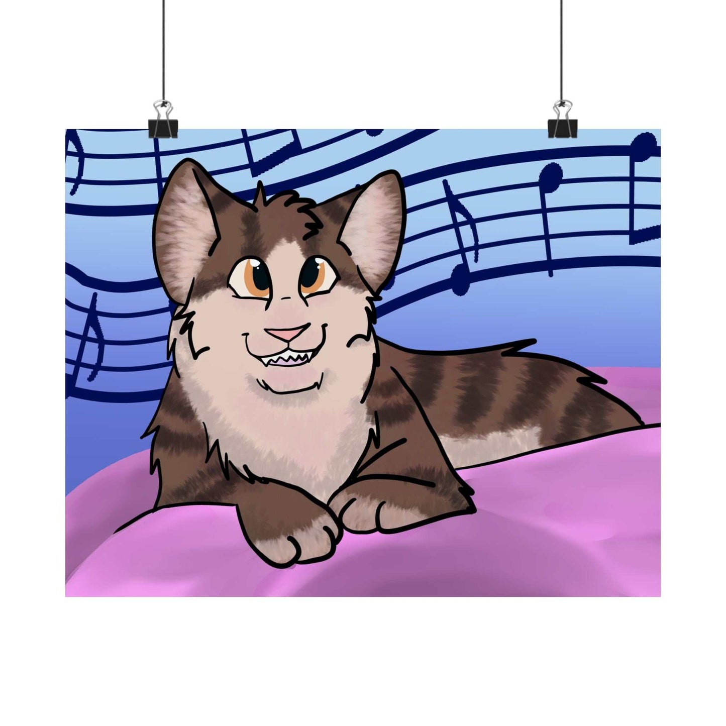 Music Cat Satin Poster