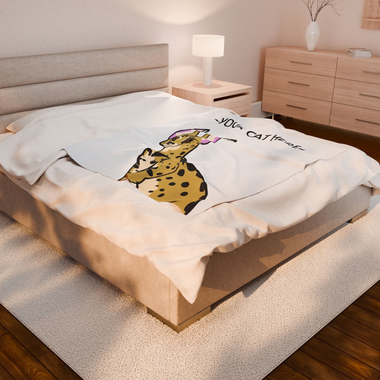 Custom Cat Blanket - Personalized Pet Portrait Gift (Bust)