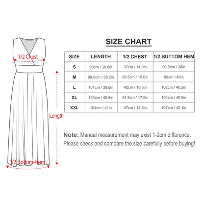 Clipper butterfly Dress- Sleeveless Maxi Dress measurement chart