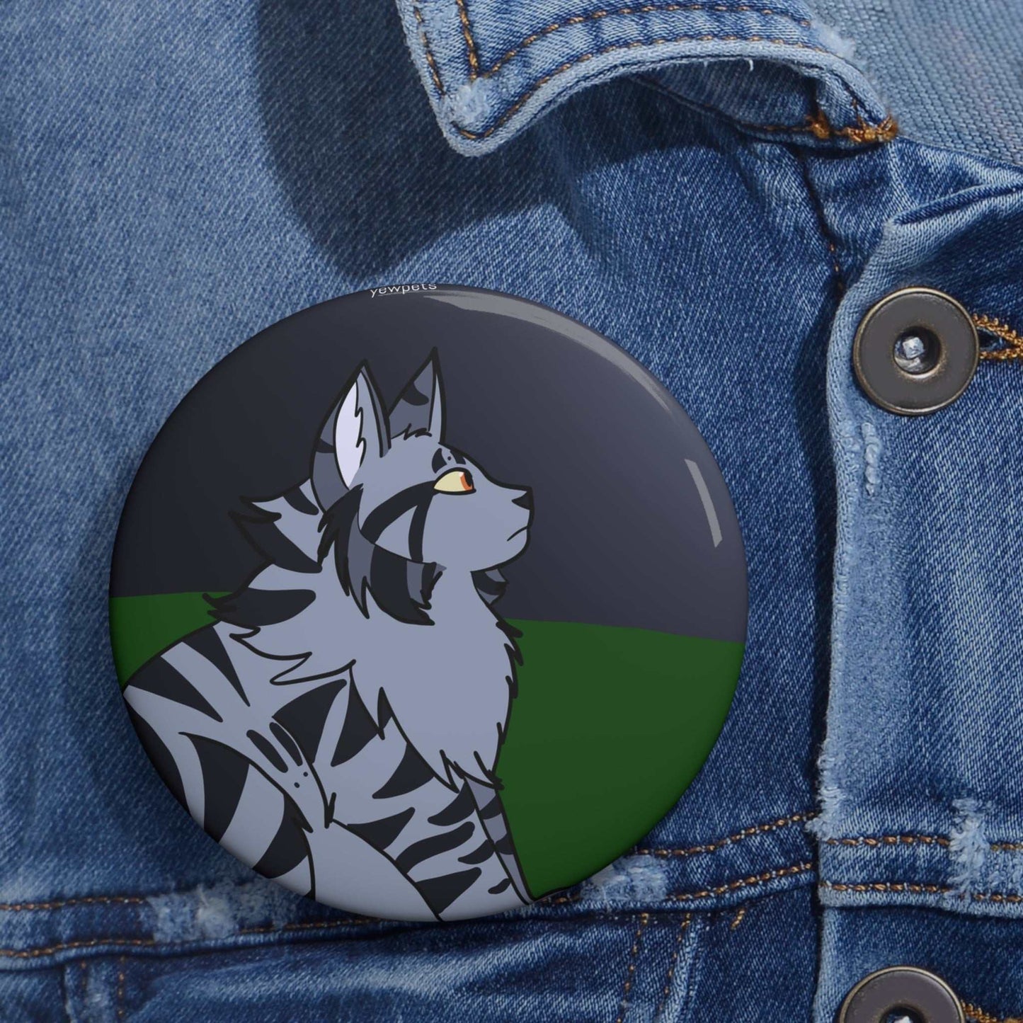 Grey Tabby Pinback Button