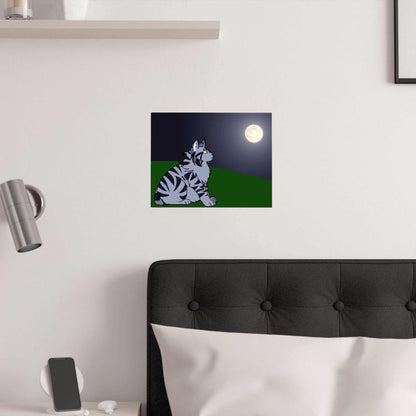 Moonlit cat Satin Poster