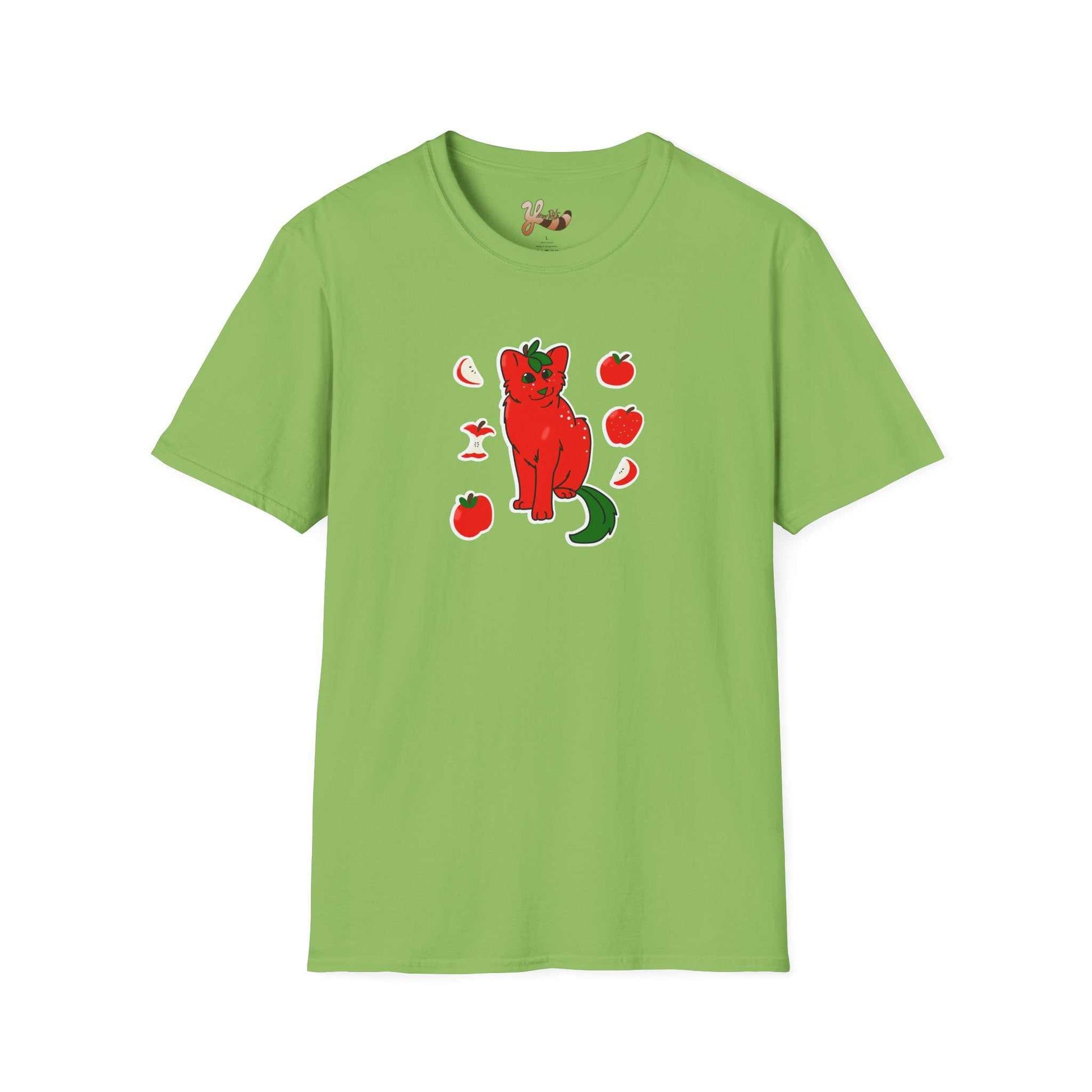 Apple Cat T-Shirt green— Cute Feline Fruit Graphic Tee