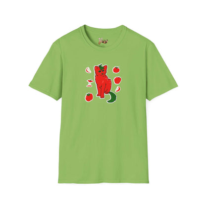 Apple Cat T-Shirt green— Cute Feline Fruit Graphic Tee