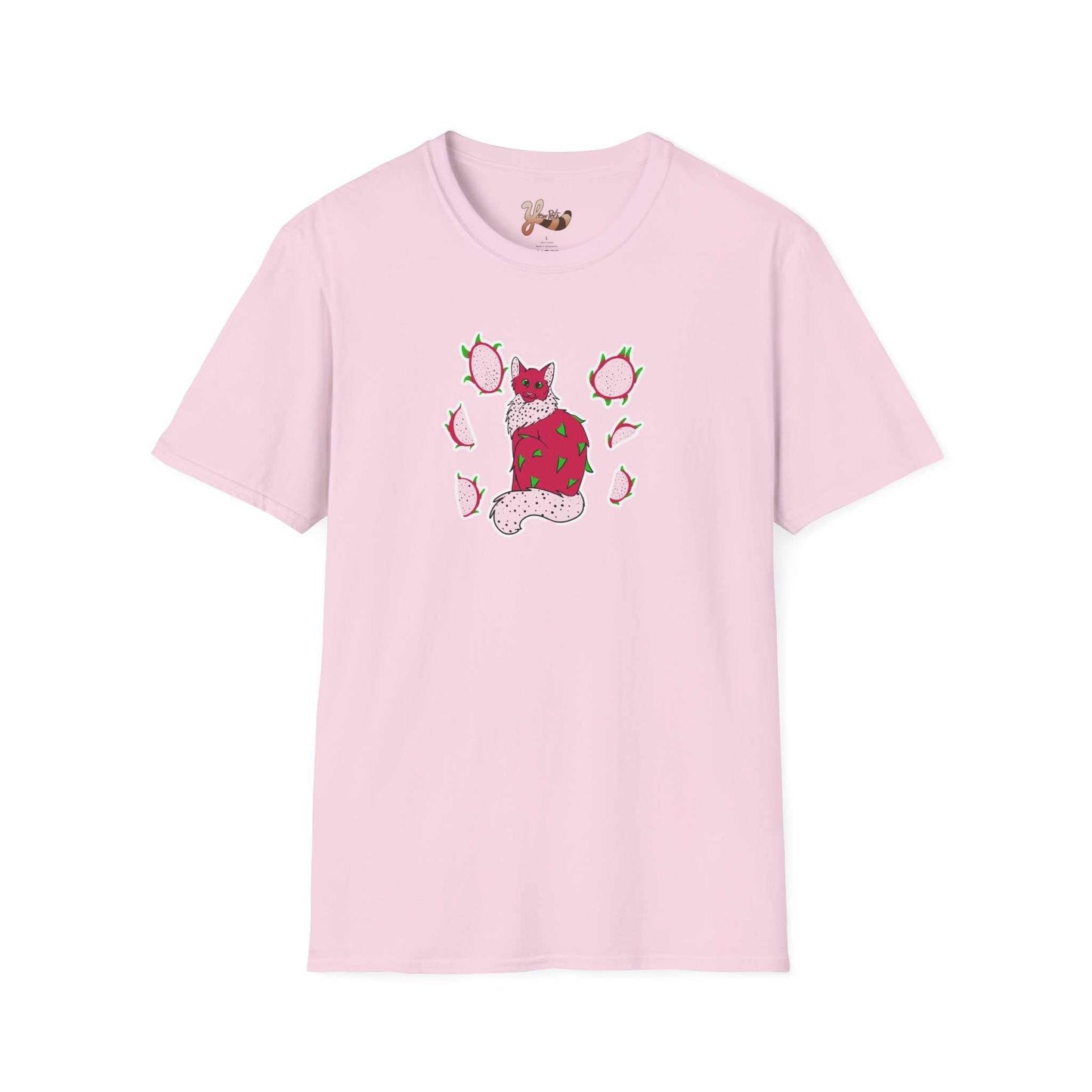 Dragonfruit Cat T-Shirt  -light pink
