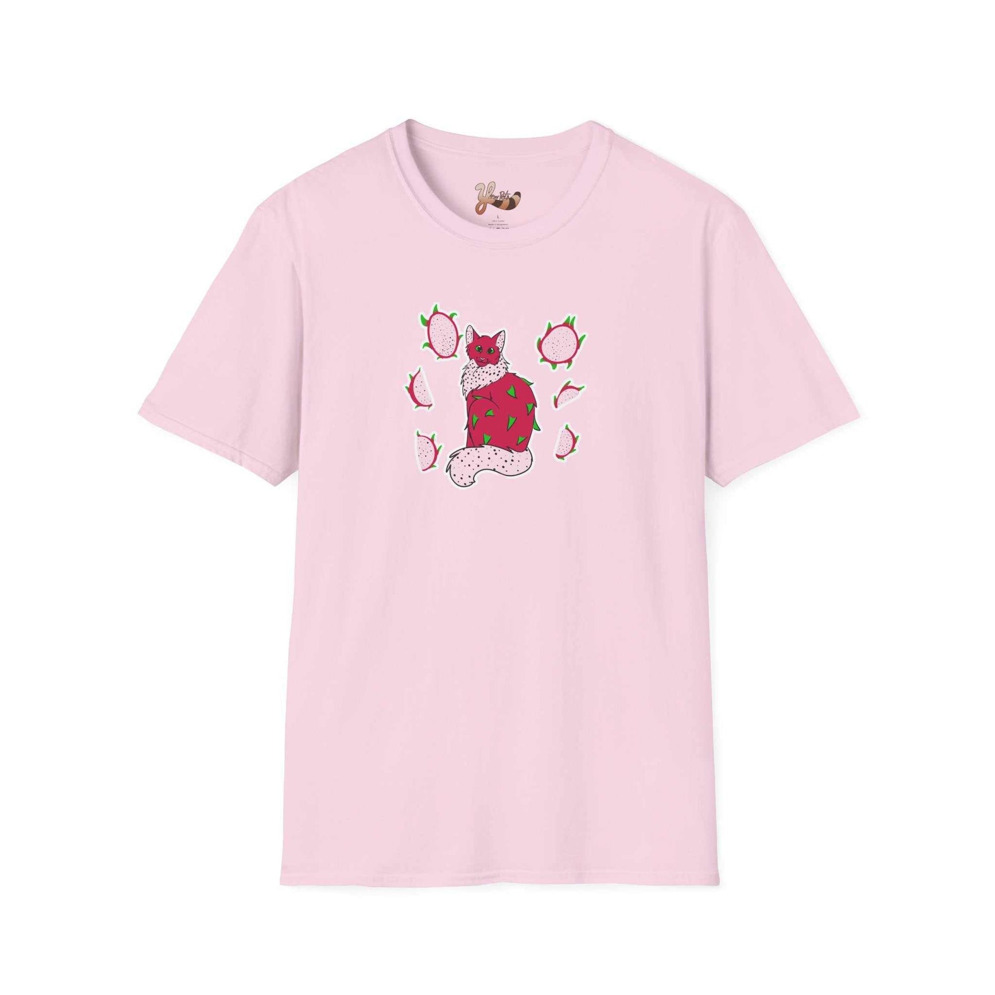 Dragonfruit Cat T-Shirt  -light pink