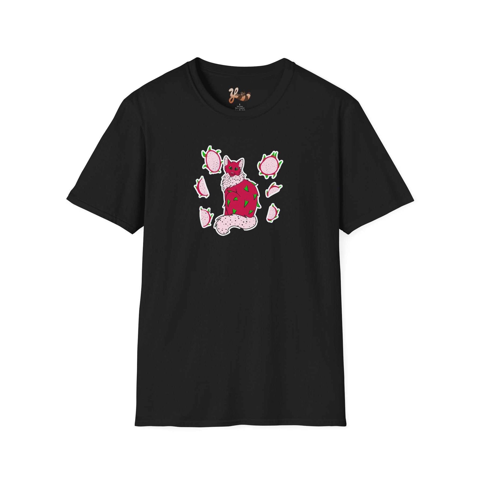 Dragonfruit Cat T-Shirt  - black