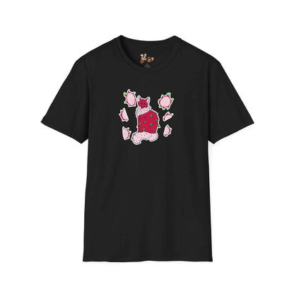 Dragonfruit Cat T-Shirt  - black