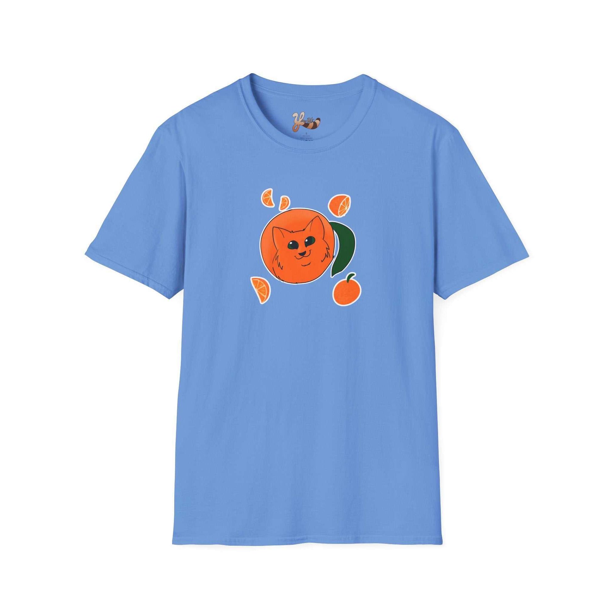 Orange Cat T-Shirt — sky blue