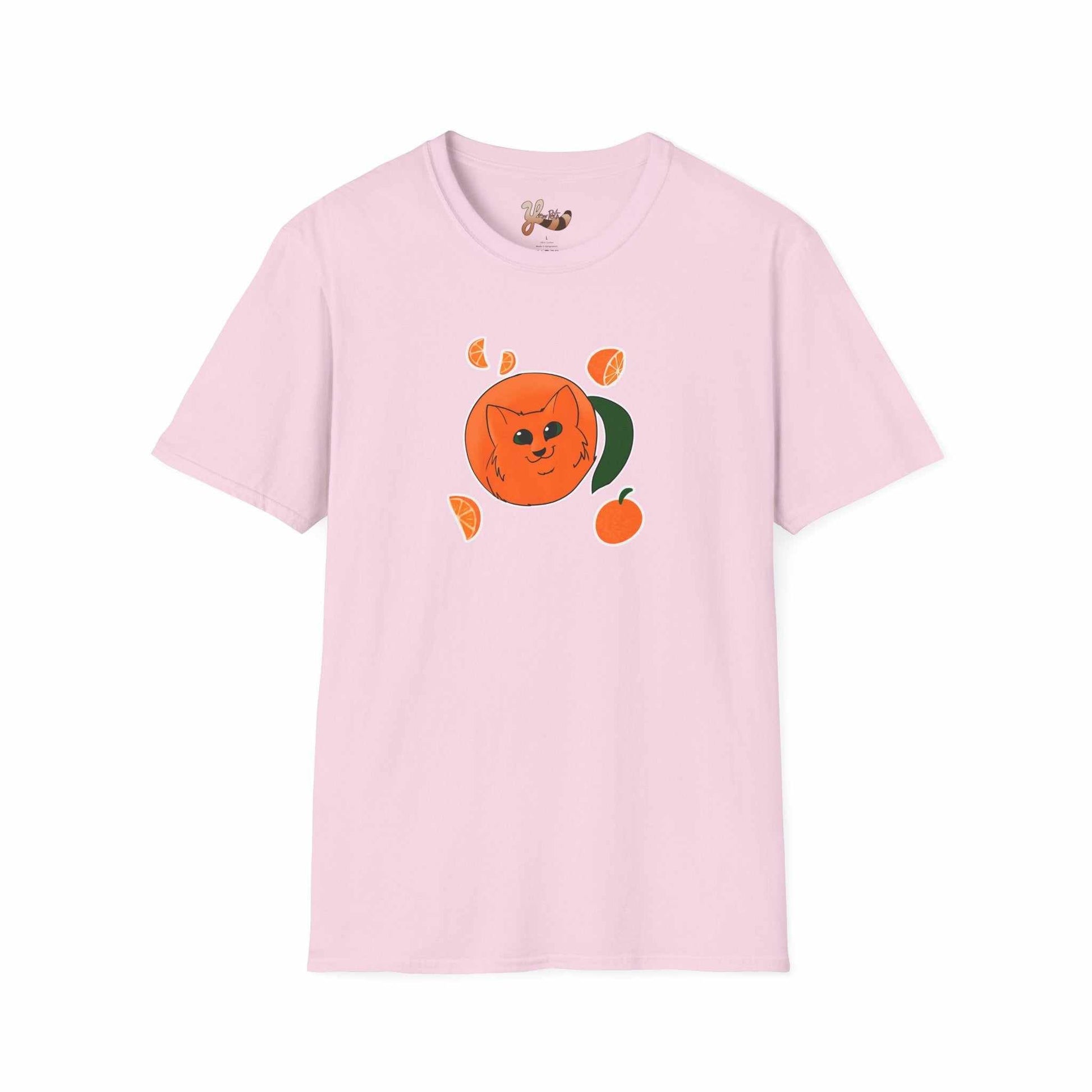 Orange Cat T-Shirt — light pink