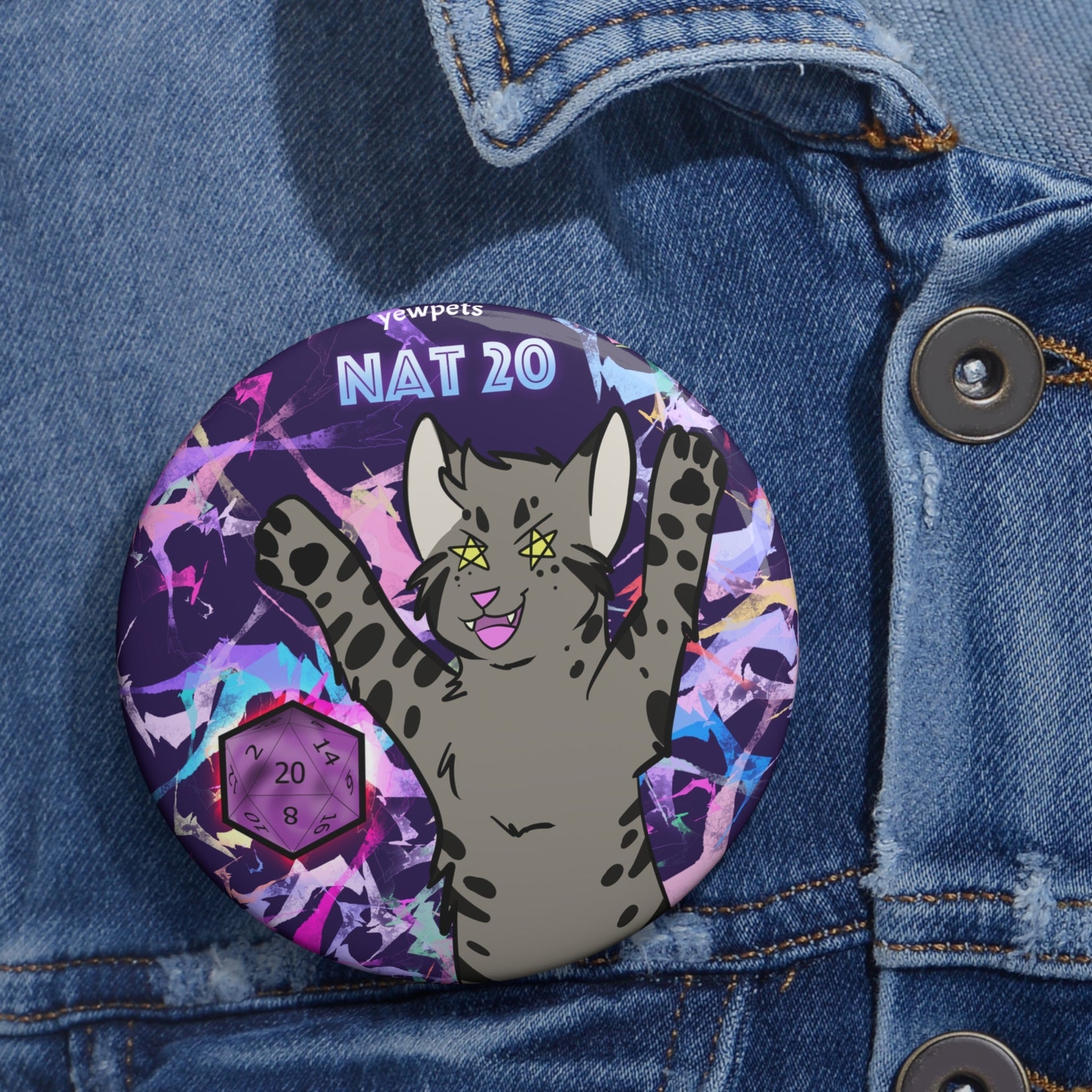 Nat 20 Dnd button- cat