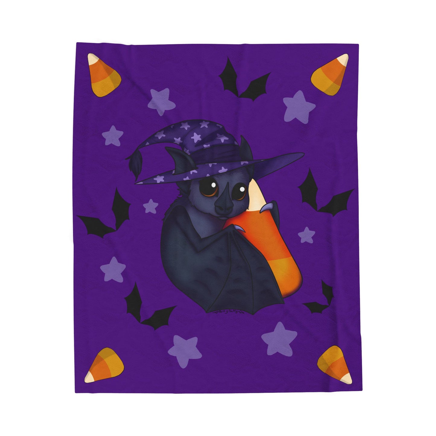 Plush Blanket - Halloween Bat and Candycorn