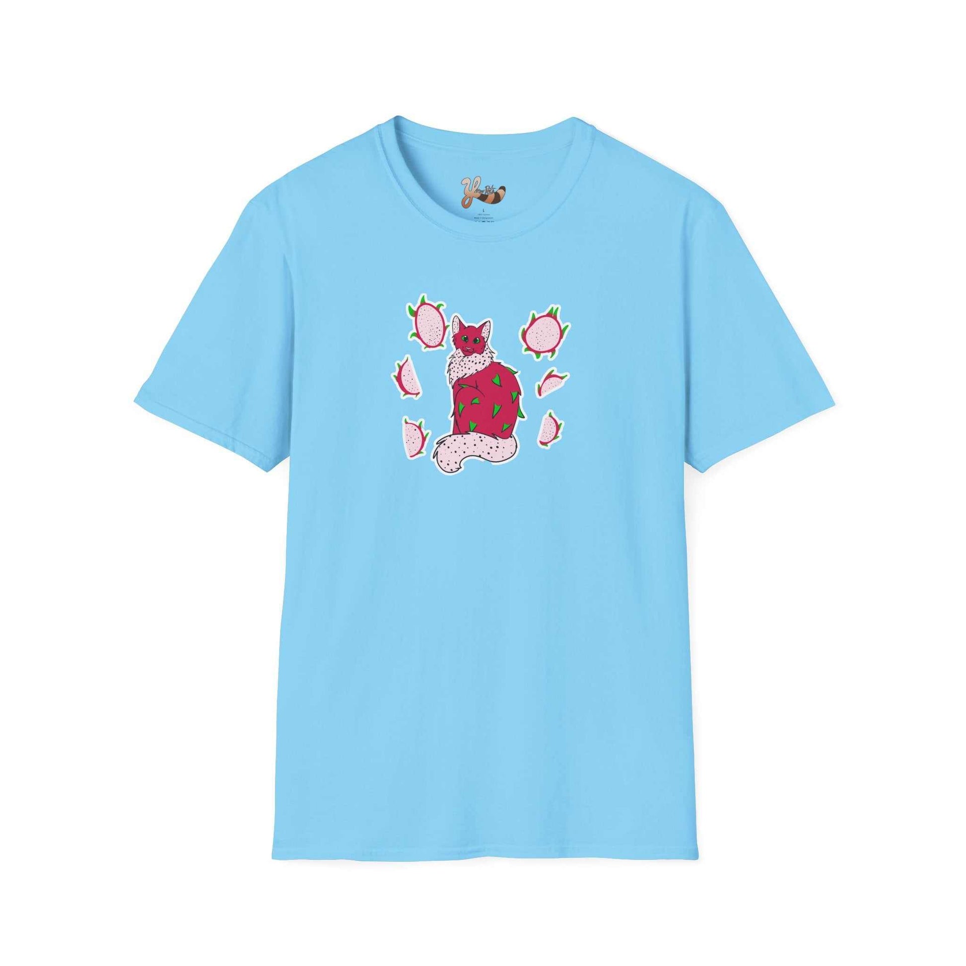 Dragonfruit Cat T-Shirt - light blue