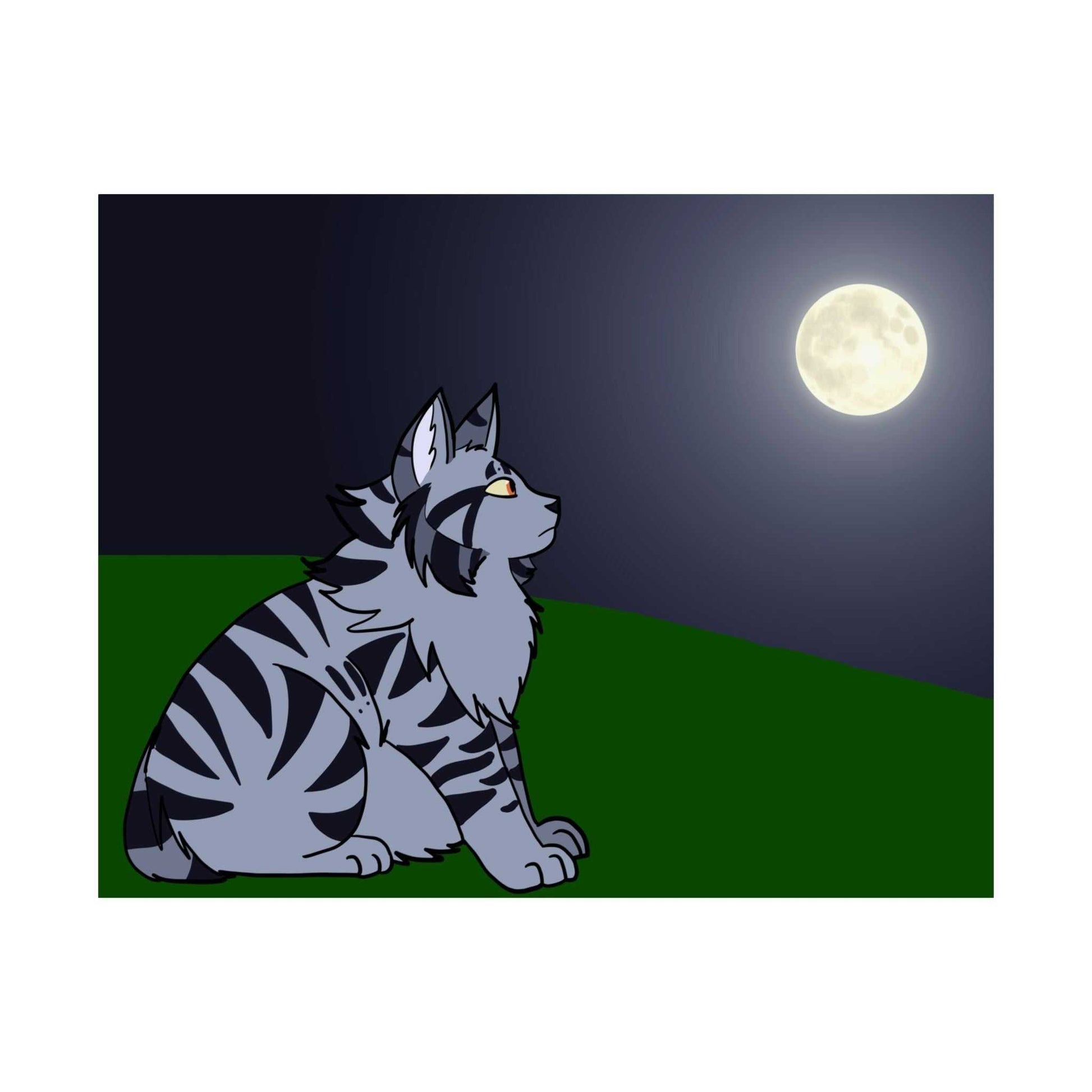 Moonlit cat Satin Poster