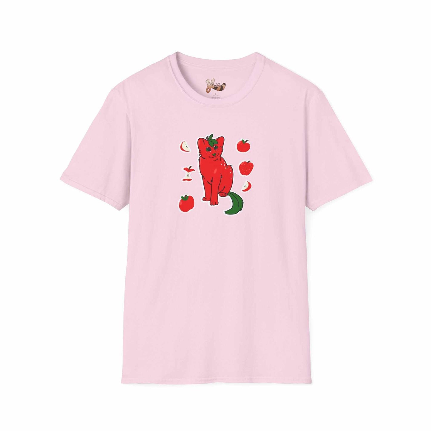 Apple Cat T-Shirt pink— Cute Feline Fruit Graphic Tee