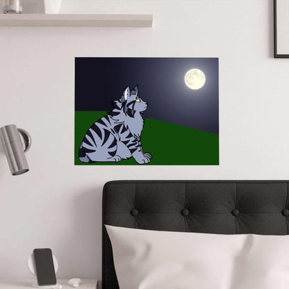 Moonlit cat Satin Poster