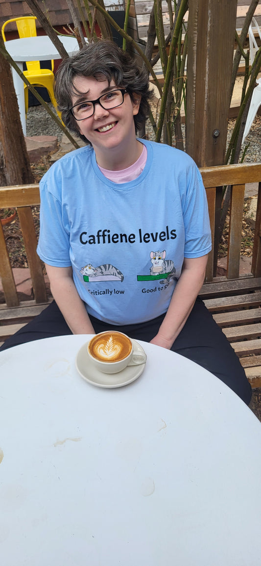 Caffeine Levels- Funny cat t-shirt
