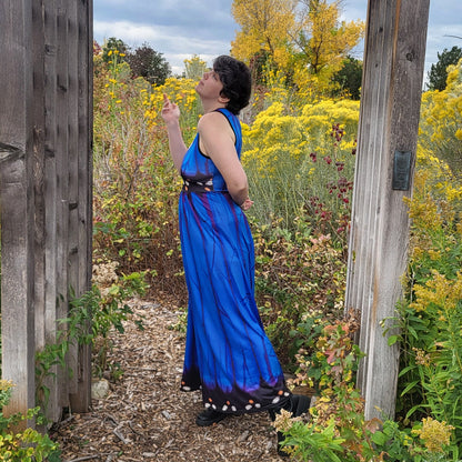 Blue Morpho dress- Sleeveless maxi