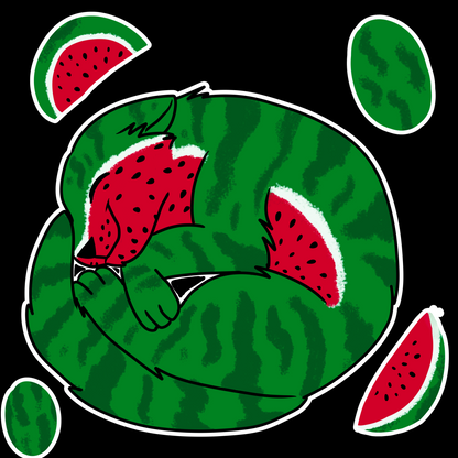 Watermelon Cat T-shirt - black