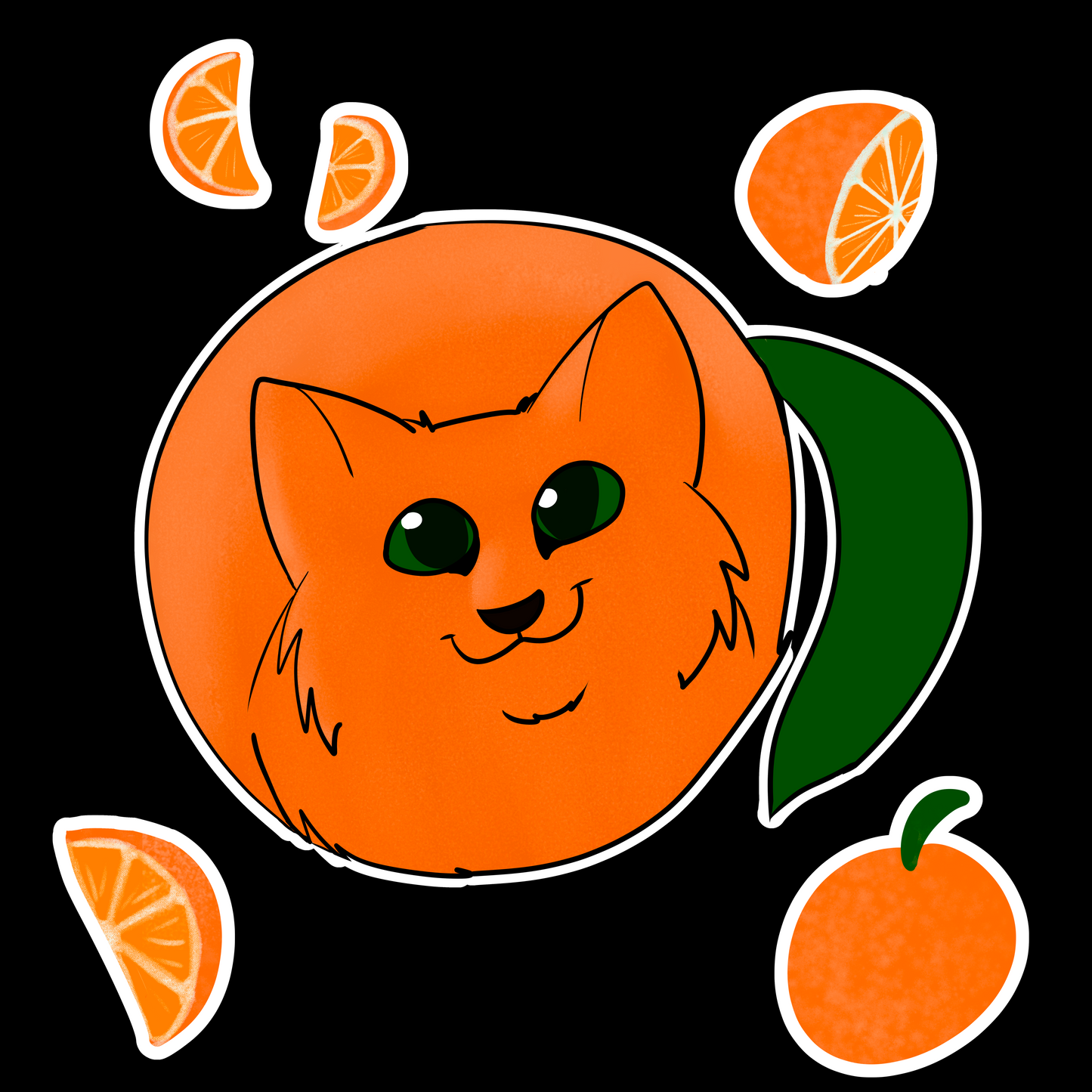 Orange Cat T-Shirt —  black