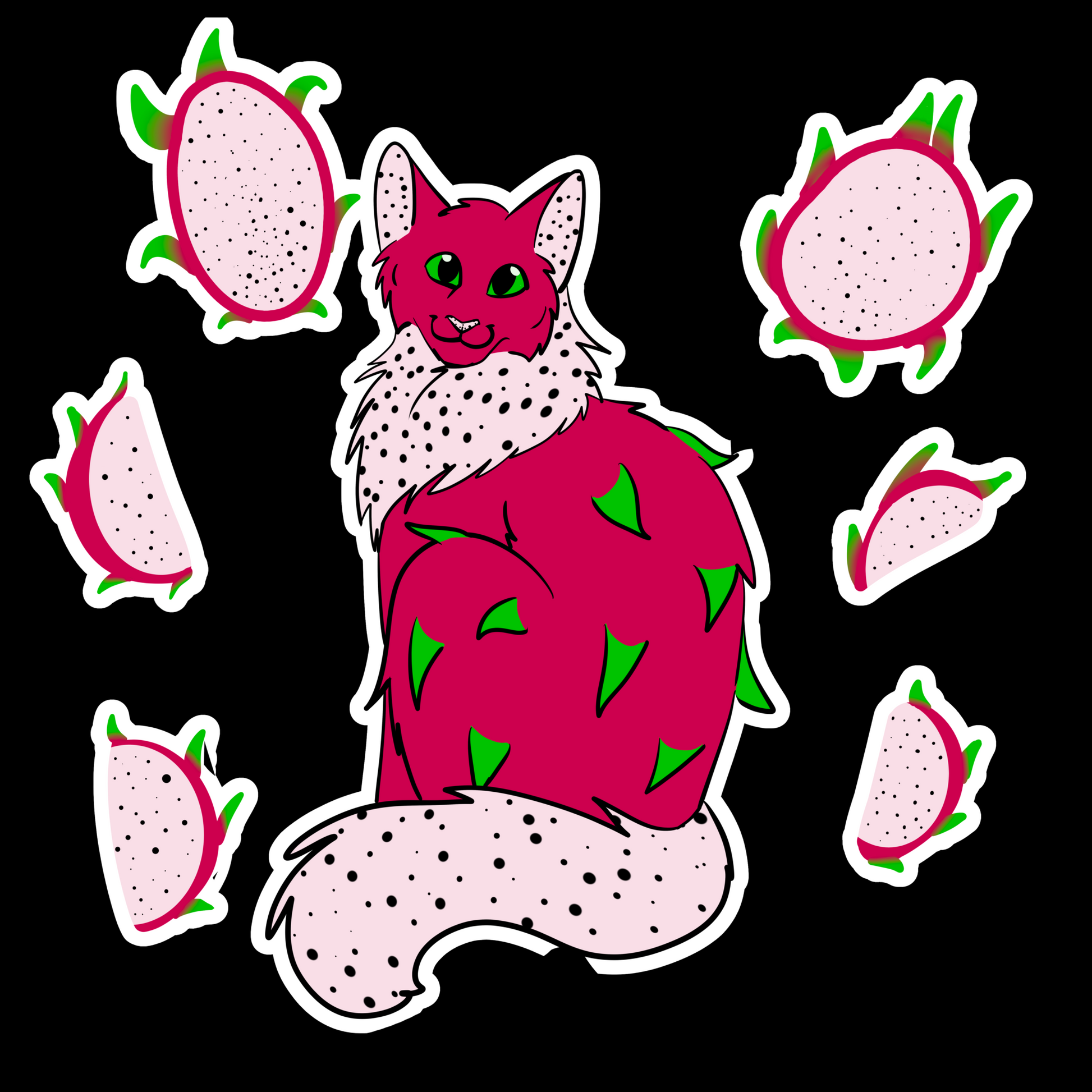 Dragonfruit Cat T-Shirt -black