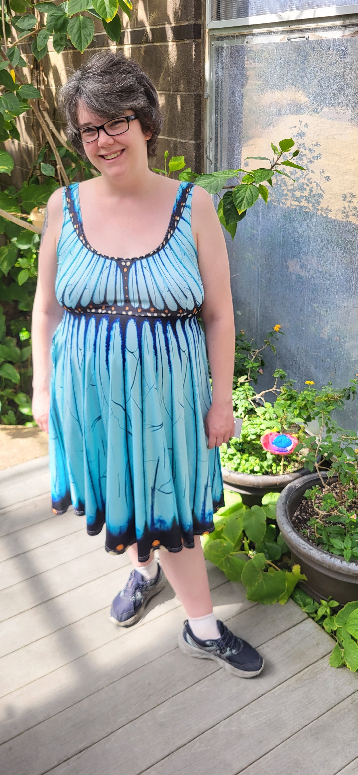Light Blue Morpho Dress-  Sleeveless Skater Dress