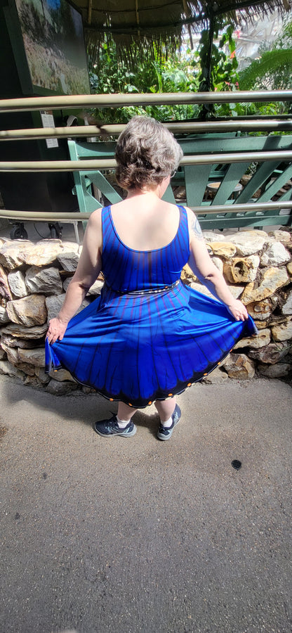 Blue Morpho Sleeveless Skater Dress
