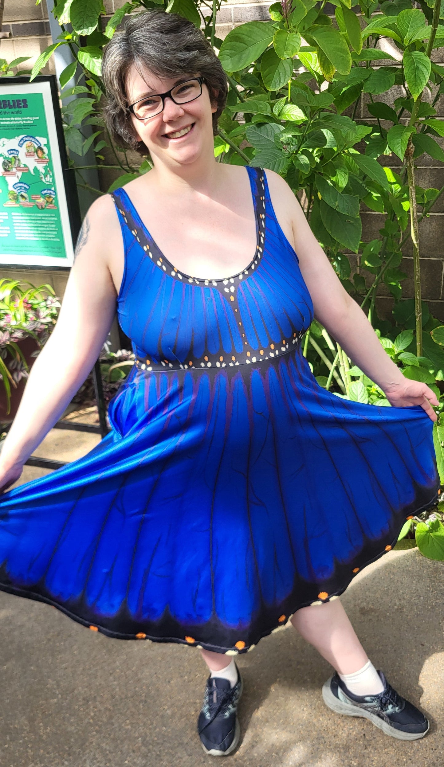 Blue Morpho Sleeveless Skater Dress